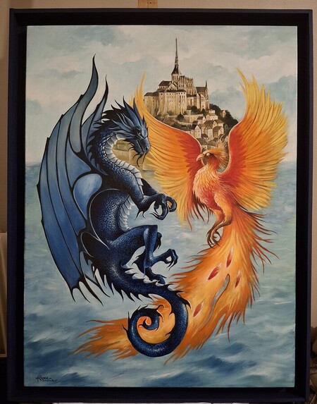 Two  friends. Huile s/toile.80x60.collection personnelle.