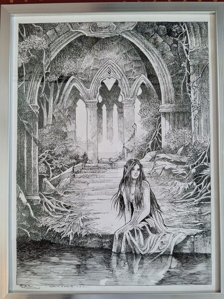 IN THE ANCIENT FOREST. Encre sur papier.collection personnelle..