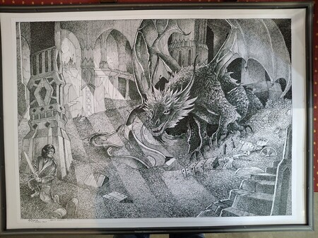 "LA CAVERNE DE SMAUG".encre sur papier. Prix.me contacter..