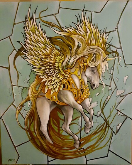 EQUUS . 25 f.huile sur toile.prix.me contacter.